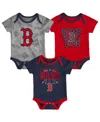 Outerstuff Newborn & Infant Boston Red Sox Navy/red/heathered Gray Game Time Three-piece Bodysuit Set In Navy,red,heathered Gray