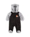 Outerstuff Newborn And Infant Boys And Girls Brown, Gray Cleveland Browns Game Nap Teddy Fleece Bunting Full-zi In Brown,gray