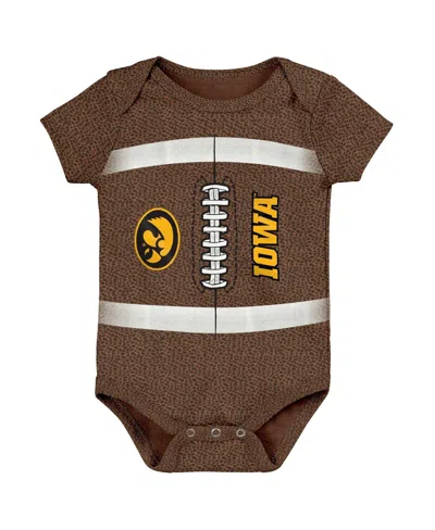 Outerstuff Babies' Newborn And Infant Boys And Girls Brown Iowa Hawkeyes Catch Me Football Bodysuit