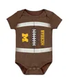 Outerstuff Newborn And Infant Boys And Girls Brown Michigan Wolverines Catch Me Football Bodysuit In Brown