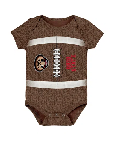 Outerstuff Babies' Newborn And Infant Boys And Girls Brown Ohio State Buckeyes Catch Me Football Bodysuit
