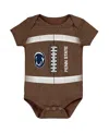 Outerstuff Newborn And Infant Boys And Girls Brown Penn State Nittany Lions Catch Me Football Bodysuit In Brown