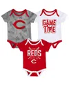 Outerstuff Newborn And Infant Boys And Girls Cincinnati Reds Red And White And Heathered Gray Game Time Three-p In Red,white,heathered Gray