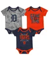 Outerstuff Newborn & Infant Detroit Tigers Navy/orange/heathered Gray Game Time Three-piece Bodysuit Set In Navy,orange,heathered Gray