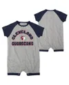 Outerstuff Newborn & Infant Heather Gray Cleveland Guardians Extra Base Hit Raglan Full-snap Romper In Heather Gray