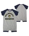 Outerstuff Newborn & Infant Heather Gray Milwaukee Brewers Extra Base Hit Raglan Full-snap Romper In Heather Gray