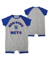 Outerstuff Newborn And Infant Boys And Girls Heather Gray New York Mets Extra Base Hit Raglan Full-snap Romper In Heather Gray