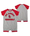 Outerstuff Newborn & Infant Heather Gray St. Louis Cardinals Extra Base Hit Raglan Full-snap Romper In Heather Gray