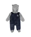 Outerstuff Newborn And Infant Navy/gray Tampa Bay Rays Game Nap Teddy Fleece Bunting Full-zip Sleeper In Navy,gray