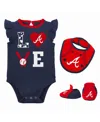 Outerstuff Newborn & Infant Navy/orange Detroit Tigers Three-piece Love Of Baseball Bib Bodysuit & Booties Set In Navy,red