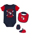 Outerstuff Newborn And Infant Boys And Girls Navy, Red Cleveland Guardians Little Champ Three-pack Bodysuit Bib In Navy,red