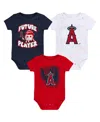 Outerstuff Newborn & Infant Navy/red/white Los Angeles Angels Minor League Player Three-pack Bodysuit Set In Navy,red,white