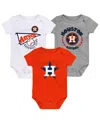 Outerstuff Infant Boys And Girls Orange And White And Heather Gray Houston Astros Biggest Little Fan 3-pack Bod In Orange,white