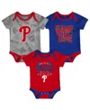 Outerstuff Newborn And Infant Boys And Girls Philadelphia Phillies Red, Royal, Heathered Gray Game Time Three-p In Red,royal,heathered Gray