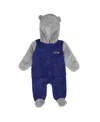 Outerstuff Newborn And Infant Boys And Girls Purple, Gray Baltimore Ravens Game Nap Teddy Fleece Bunting Full-z In Purple,gray