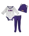 Outerstuff Newborn And Infant Boys And Girls Purple, White Lsu Tigers Dream Team Raglan Long Sleeve Bodysuit Ha In Purple,white