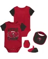 Outerstuff Newborn And Infant Boys And Girls Red, Black Tampa Bay Buccaneers Little Champ Three-piece Bodysuit In Red