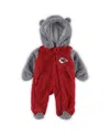 Outerstuff Newborn And Infant Boys And Girls Red, Gray Kansas City Chiefs Game Nap Teddy Fleece Bunting Full-zi In Red,gray