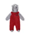 Outerstuff Newborn & Infant Red/gray Tampa Bay Buccaneers Game Nap Teddy Fleece Bunting Full-zip Sleeper In Red,gray