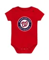 Outerstuff Newborn And Infant Boys And Girls Red Washington Nationals Primary Team Logo Bodysuit In Red