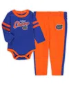 Outerstuff Newborn & Infant Royal/orange Florida Gators Little Kicker Long Sleeve Bodysuit & Sweatpants Set In Royal,orange