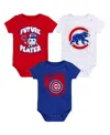 Outerstuff Newborn & Infant Royal/red/white Chicago Cubs Minor League Player Three-pack Bodysuit Set In Royal,red,white