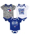 Outerstuff Newborn And Infant Boys And Girls Toronto Blue Jays Royal, White, Heathered Gray Game Time Three-pie In Royal,white,heathered Gray