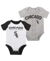 Outerstuff Newborn And Infant Boys And Girls White, Heather Gray Chicago White Sox Little Slugger Two-pack Body In White,heather Gray