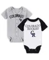 Outerstuff Newborn And Infant Boys And Girls White, Heather Gray Colorado Rockies Little Slugger Two-pack Bodys In White,heather Gray
