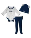 Outerstuff Newborn And Infant Boys And Girls White, Seattle Seahawks Dream Team Bodysuit Pants And Hat Set In White