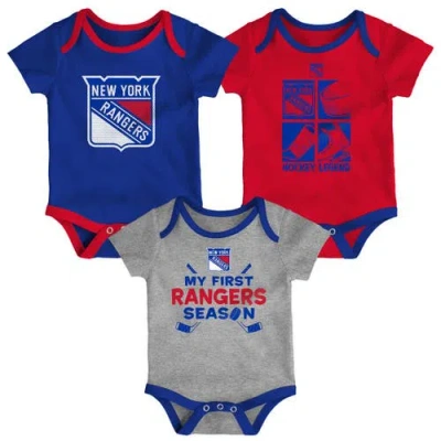 Outerstuff Kids'  Newborn & Infant New York Rangers Legend Three-piece Bodysuit Set In Blue