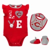 Outerstuff Newborn & Infant Red/heather Gray Cincinnati Reds Three-piece Love Of Baseball Bib Bodysuit & Bootie In Red