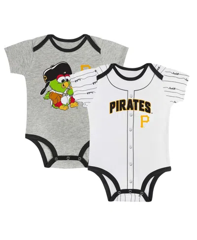 Outerstuff Newborn Baby Boys And Girls Gray/white Pittsburgh Pirates Two-pack Play Ball Bodysuit Set In Gray White