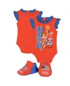 Outerstuff Newborn Baby Boys And Girls Red Team Usa Looney Tunes Bodysuit And Bootie Set In Red