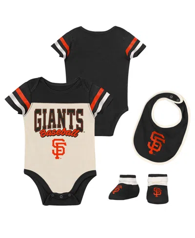 Outerstuff Babies' Newborn Black 3-piece San Francisco Giants Up One Bodysuit And Bib Booties Set