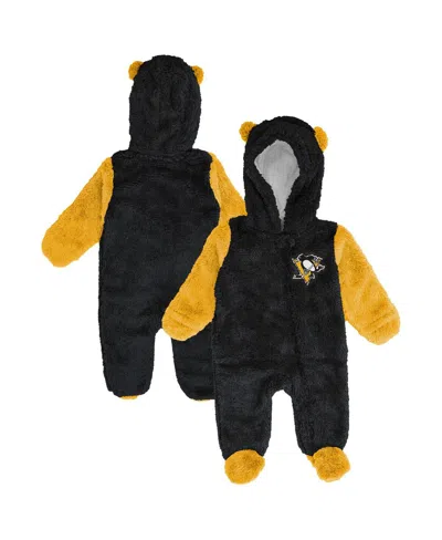 Outerstuff Babies' Newborn Black Pittsburgh Penguins Stay Napping Fleece Bunting Full-zip Hooded Sleeper