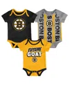 Outerstuff Newborn Boston Bruins Loyal Buddies Bodysuit 3-pack In Multi