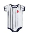 Outerstuff Newborn Boys And Girls White, Navy Boston Red Sox Power Hitter Short Sleeve Bodysuit In White,navy