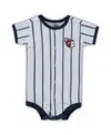 Outerstuff Newborn Boys And Girls White, Navy Cleveland Guardians Power Hitter Short Sleeve Bodysuit In White,navy