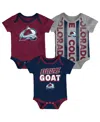 Outerstuff Newborn Colorado Avalanche Loyal Buddies Bodysuit 3-pack In Multi