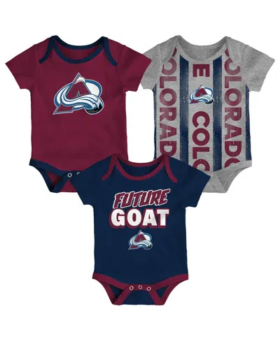 Outerstuff Babies' Newborn Colorado Avalanche Loyal Buddies Bodysuit 3-pack In Multi