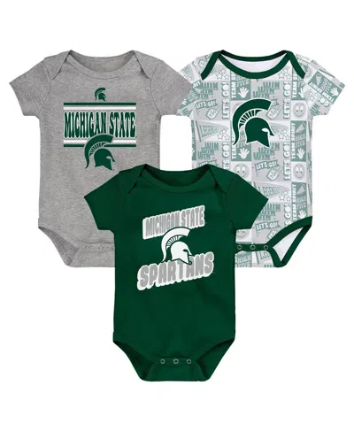 Outerstuff Babies' Newborn Green Michigan State Spartans Sunday Comics Bodysuit 3-pack