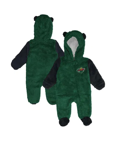 Outerstuff Babies' Newborn Green Minnesota Wild Stay Napping Fleece Bunting Full-zip Hooded Sleeper