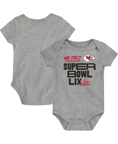 Outerstuff Babies' Newborn Heather Gray Kansas City Chiefs Super Bowl Lix My First Super Bowl Bodysuit