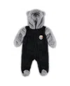Outerstuff Newborn Infant Boys And Girls Black, Gray Pittsburgh Steelers Game Nap Teddy Fleece Bunting Full-zip In Black,gray