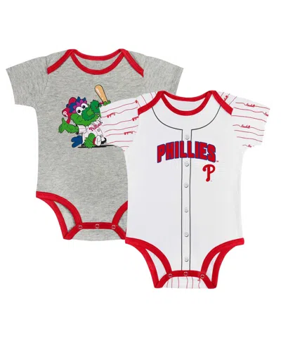 Outerstuff Newborn Infant Gray/white Philadelphia Phillies Two-pack Play Ball Bodysuit Set