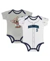 Outerstuff Newborn Infant Gray/white Seattle Mariners Play Ball Bodysuit Set 2-pack In Gray,white