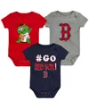 Outerstuff Newborn Infant Navy, Red, Gray Boston Red Sox Born To Win Bodysuit Set, 3 Pack In Navy,red,gray