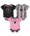 Outerstuff Newborn Inter Miami Cf Loyal Buddies Bodysuit 3-pack In Multi