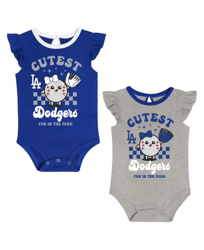 Outerstuff Babies' Newborn Los Angeles Dodgers Cutie Ball Bodysuit, Set Of 2 In Multi